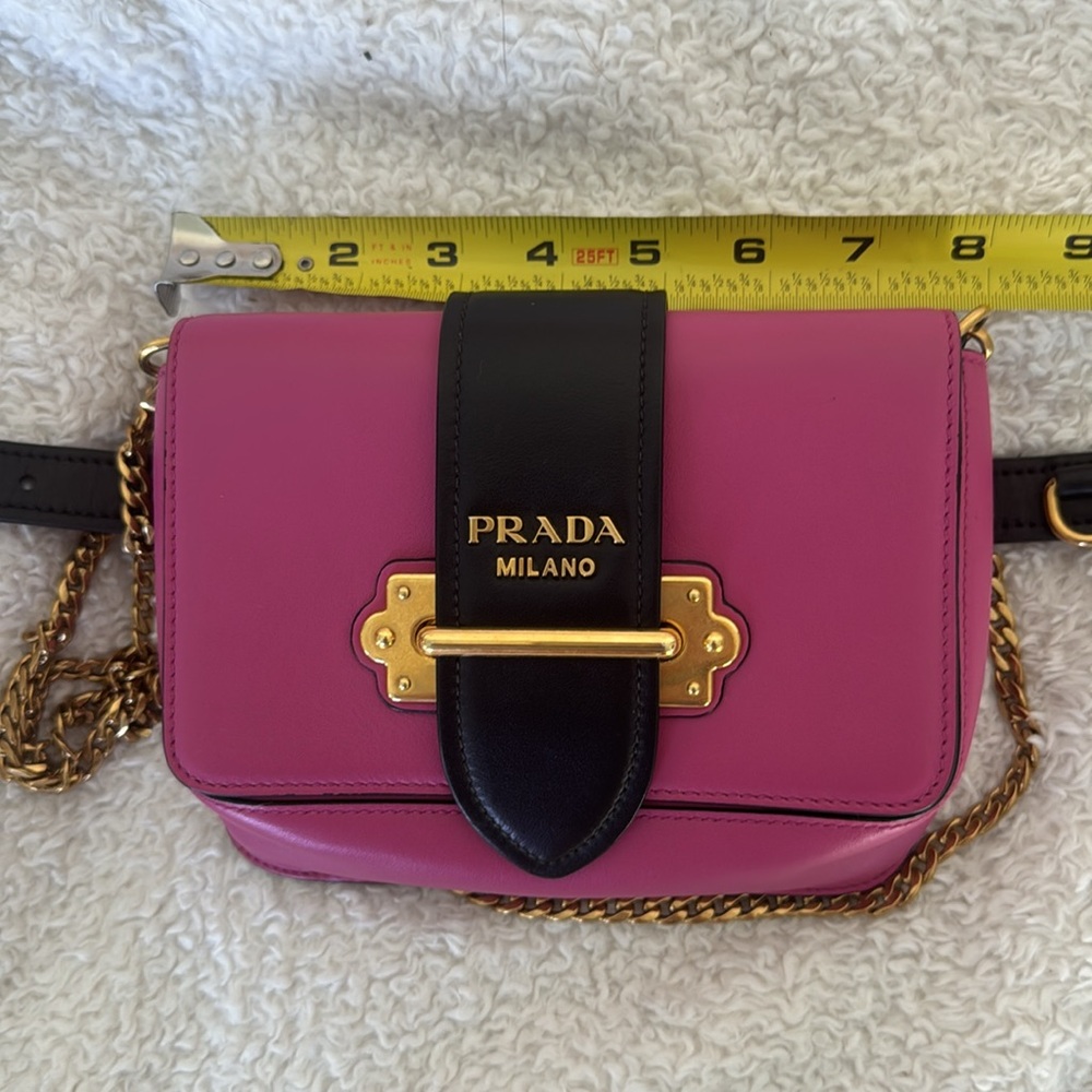 Prada City Calk Cahier Pink Black Leather Cross Body or Belt Bag + DUST BAG - Picture 9 of 14